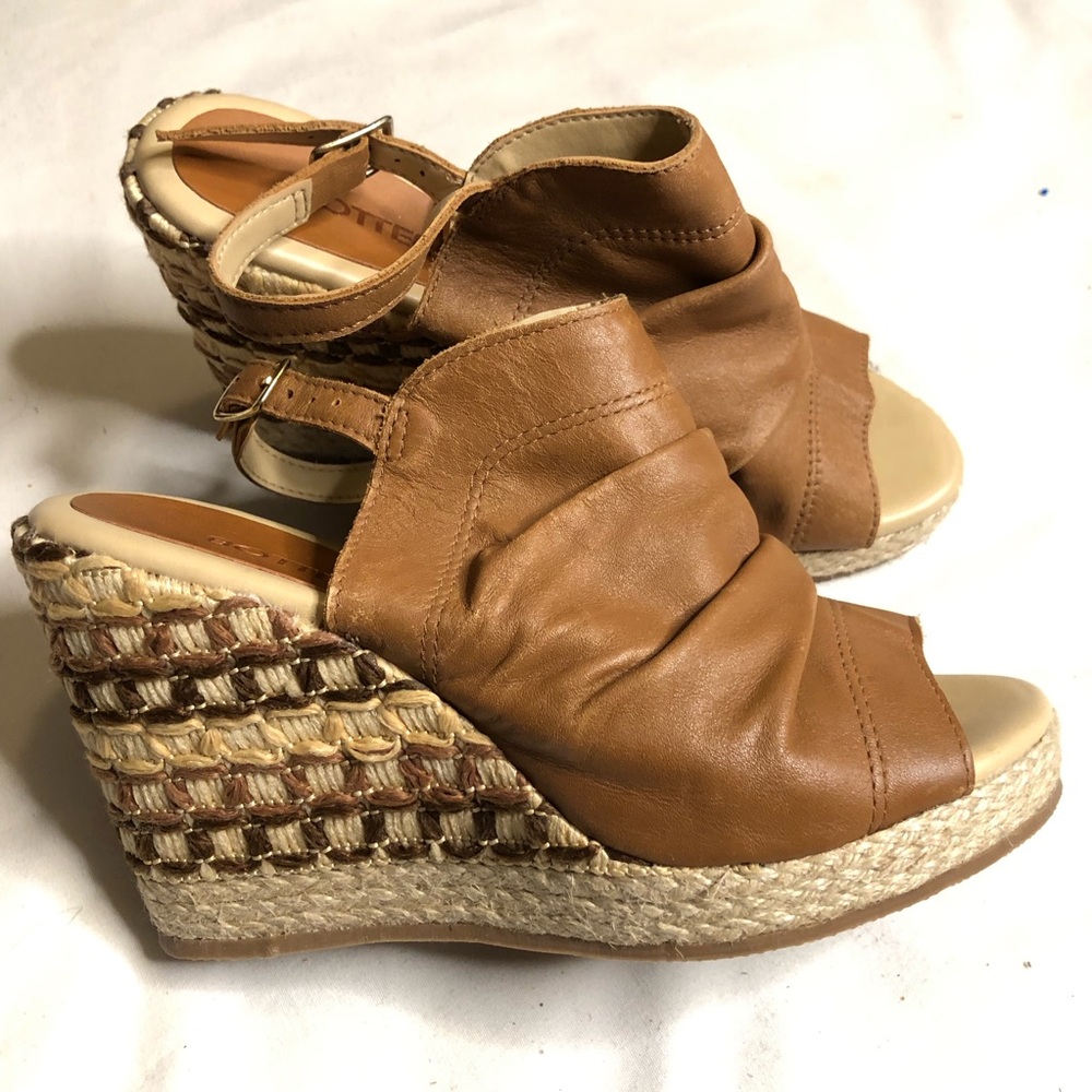 Bottero Anabela espadrille wedge sandals brown soft leather